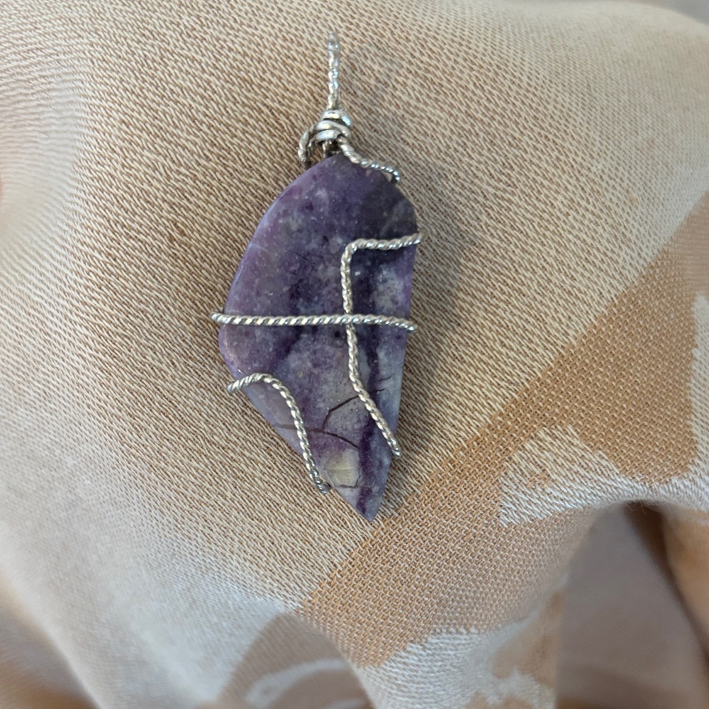Artisan Silver and Purple Wire-Wrapped Necklace
